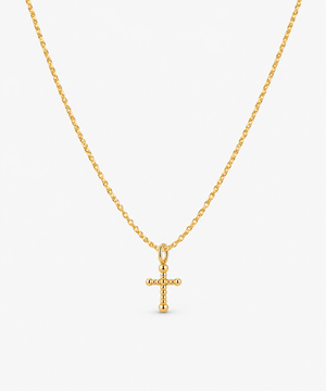 Elysia Cross Necklace in gold on white background