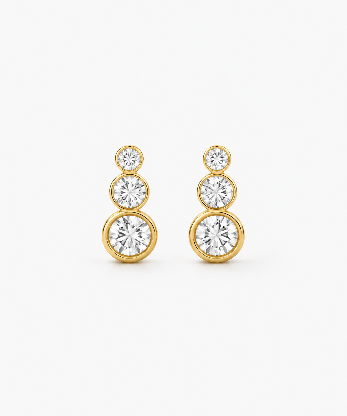 Porto Bezel Drop Earrings — Yellow Gold on white background