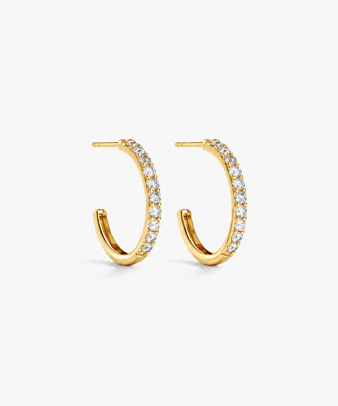 Mallorca Pavé Hoop Earrings — Yellow Gold on white background