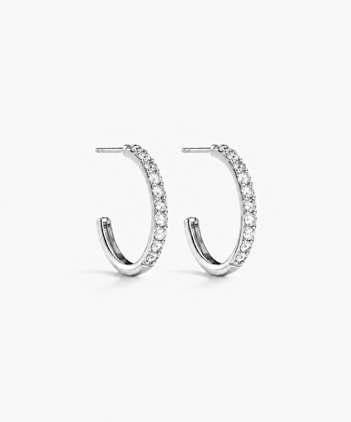 Mallorca Pavé Hoop Earrings — Silver on white background