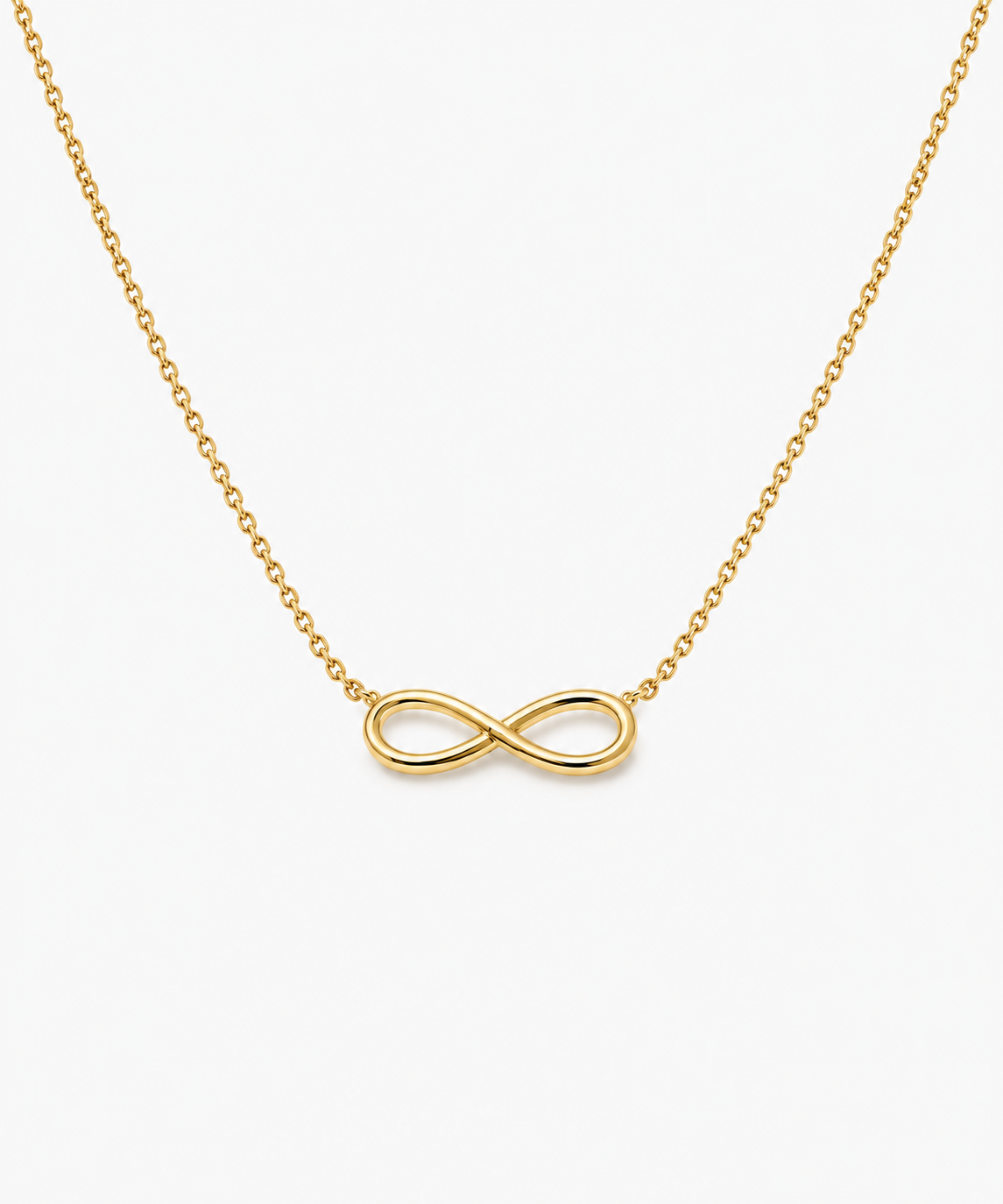 Saki Infinity Necklace — Yellow Gold on white background