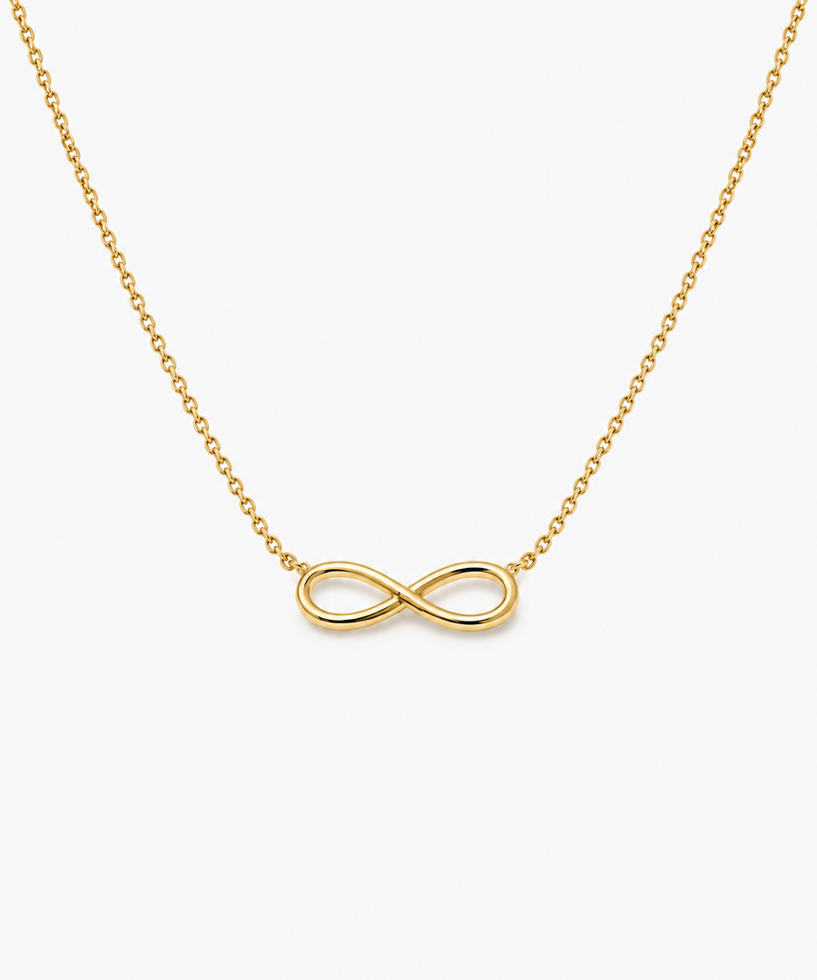 Saki Infinity Necklace — Yellow Gold on white background