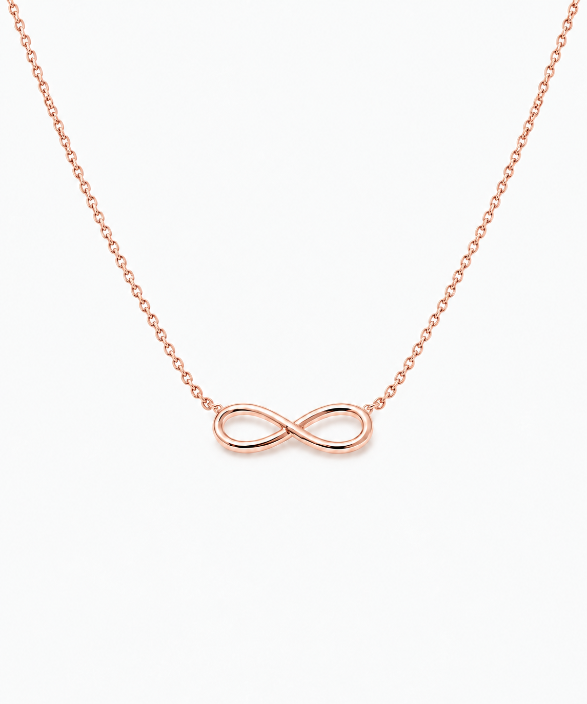 Saki Infinity Necklace — Rose Gold on white background