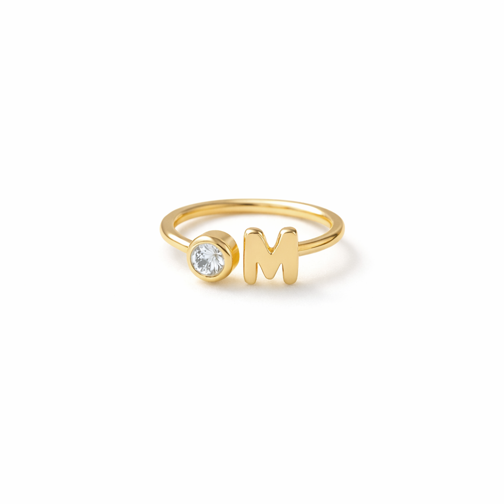 Sia Bubble Initial Birthstone Ring