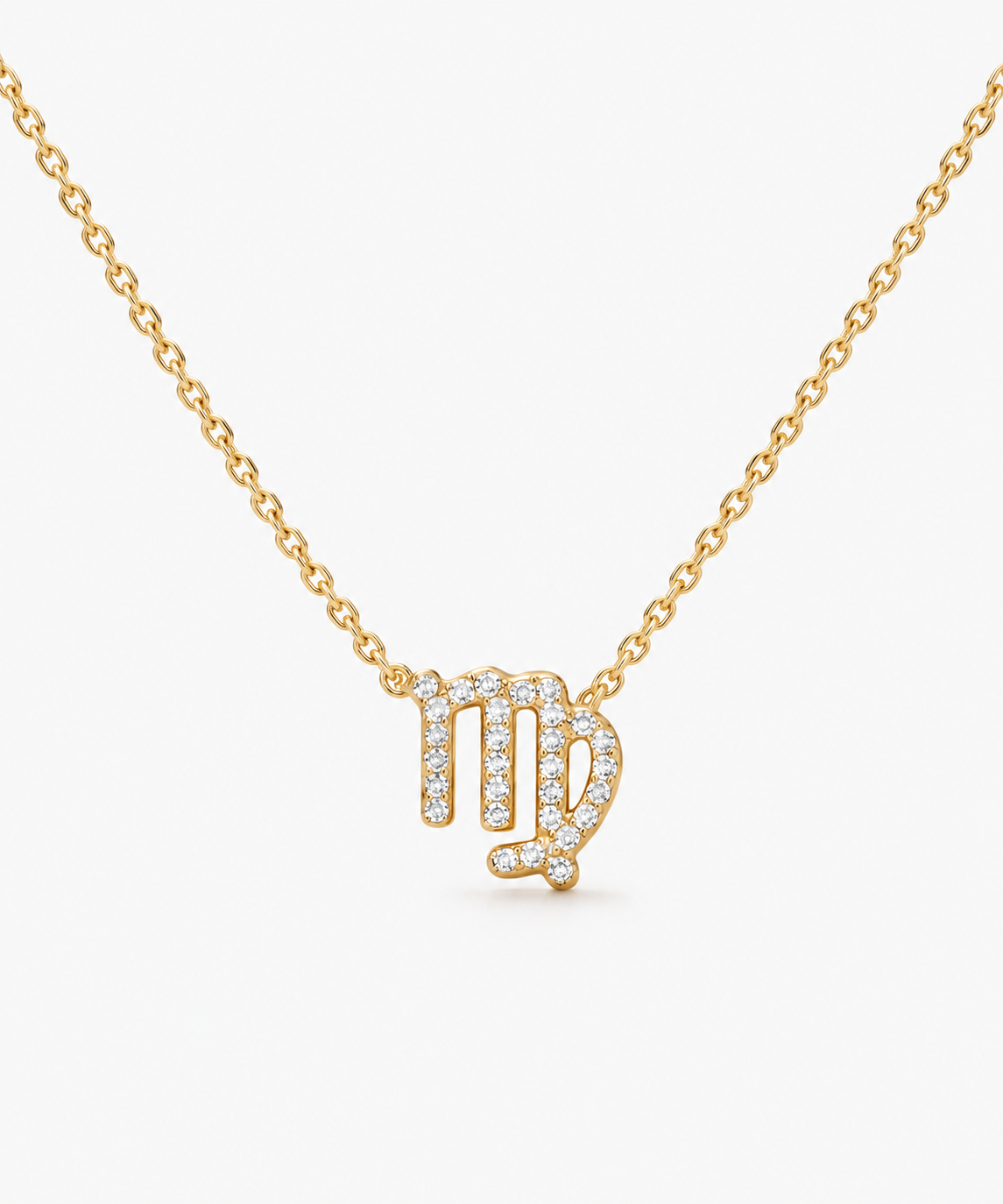 Astra Pavé Diamond Zodiac Necklace — Yellow Gold on white background