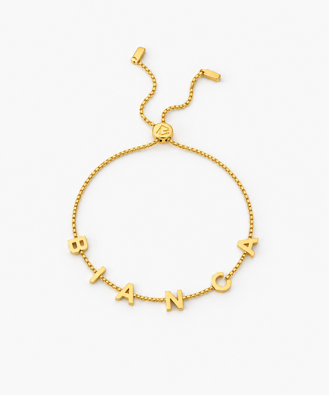 Linea Letter Bracelet in gold on white background