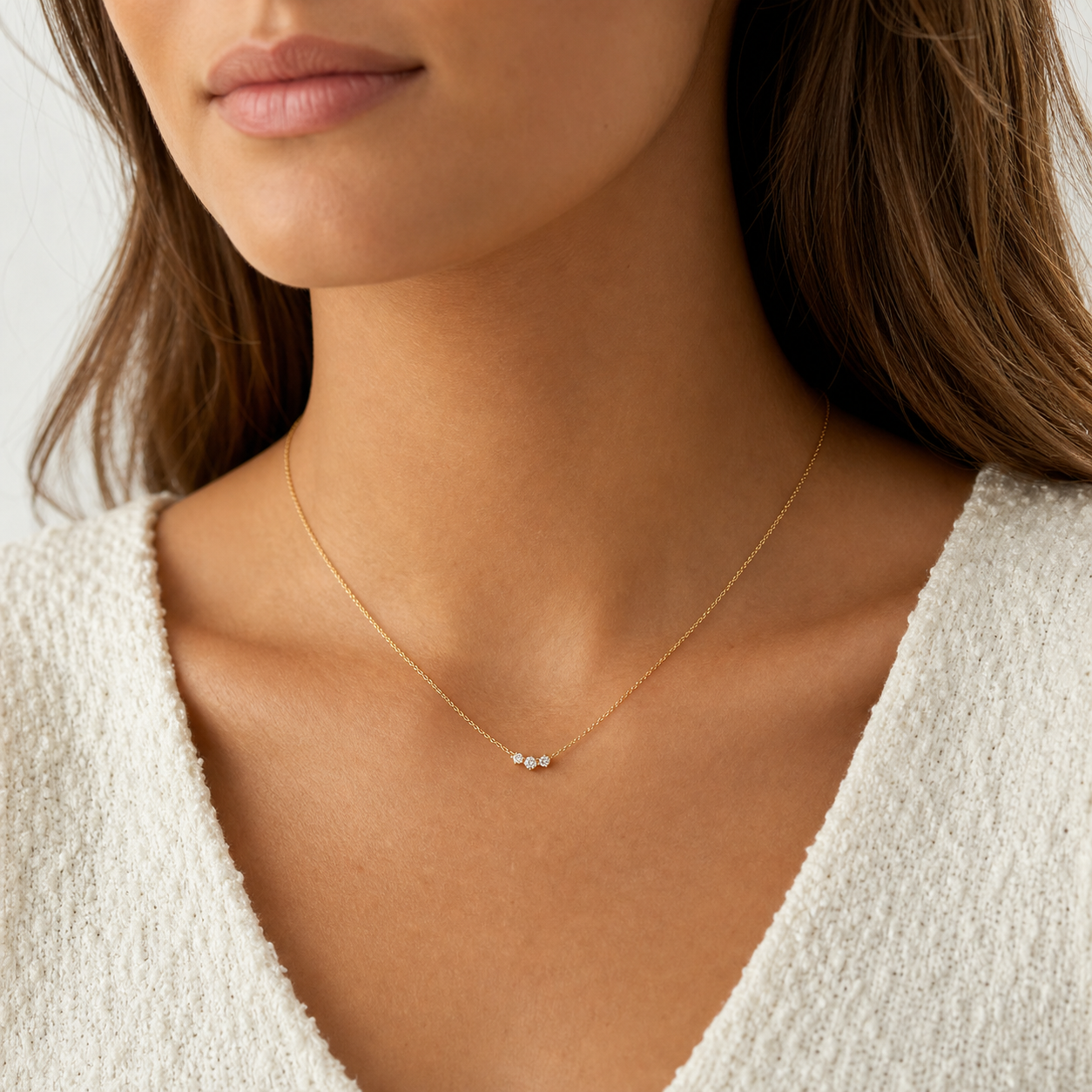 Solana Trio Diamond Necklace model 01 by SURI