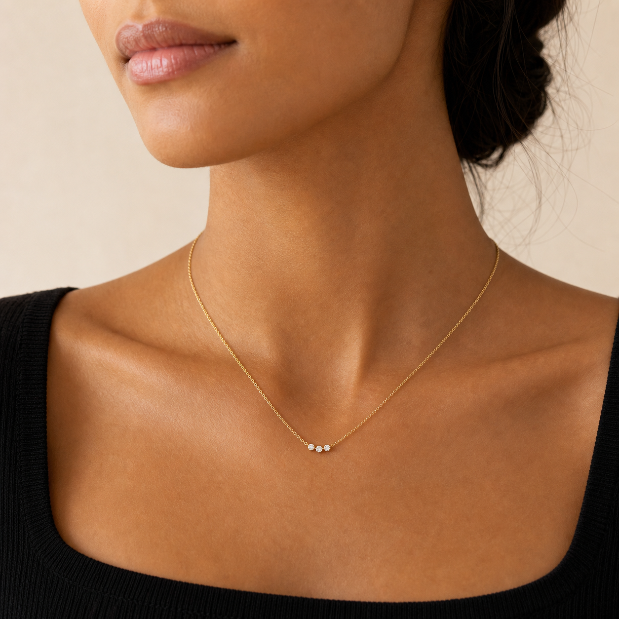 Solana Trio Diamond Necklace model 03 by SURI