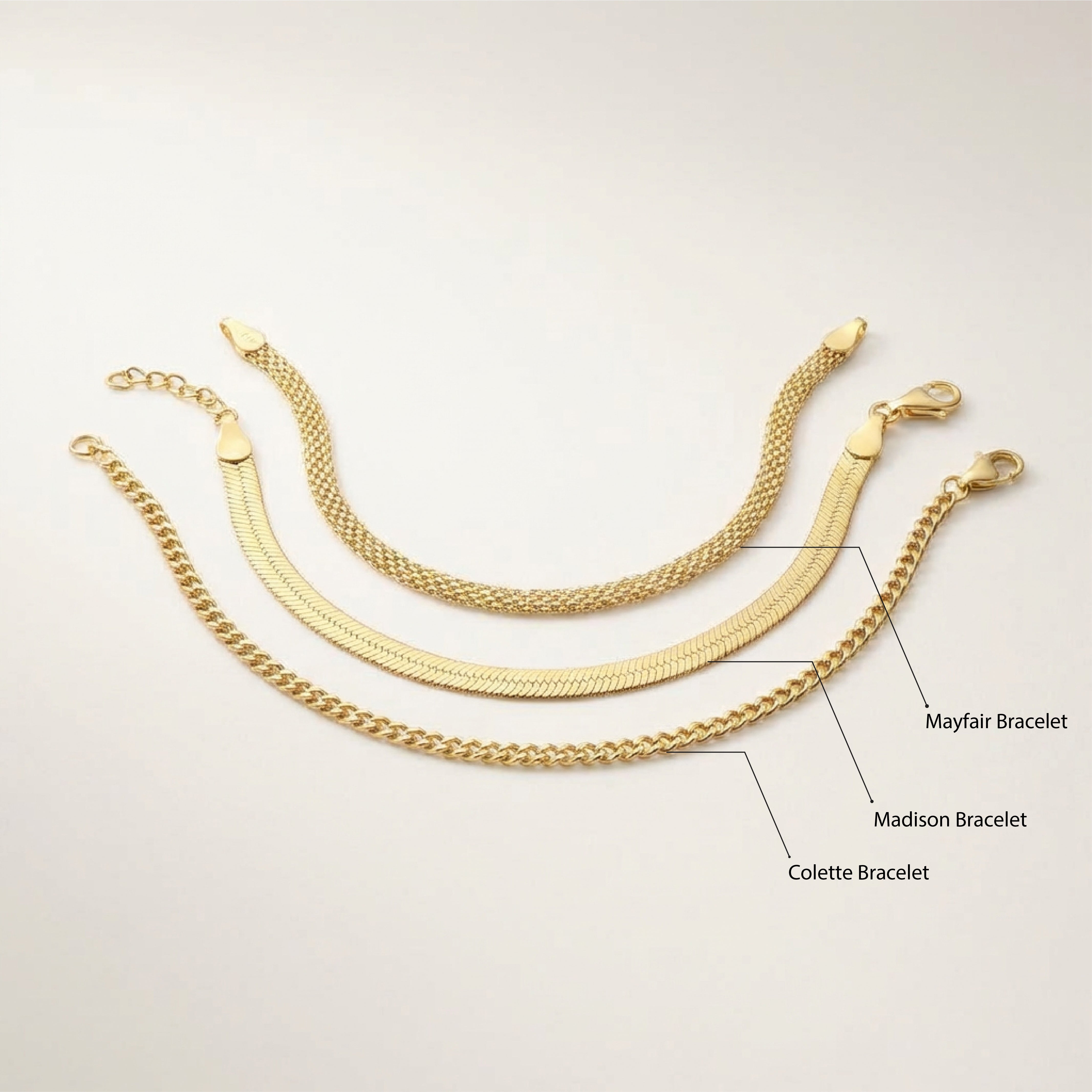 Layering Herringbone Bracelet Trio Set