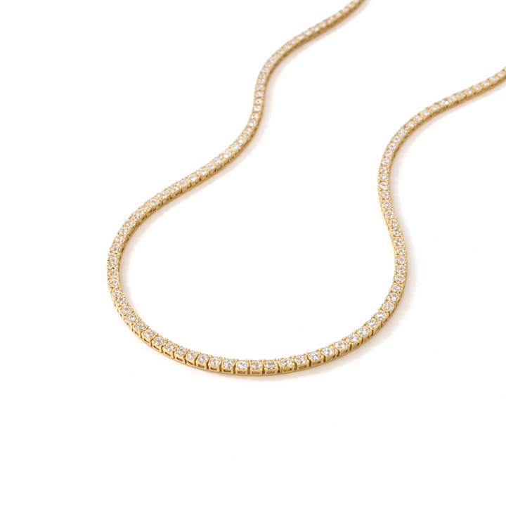 Tennis Pave Diamond Necklace in vermeil, 10K gold and 14K gold by SURI