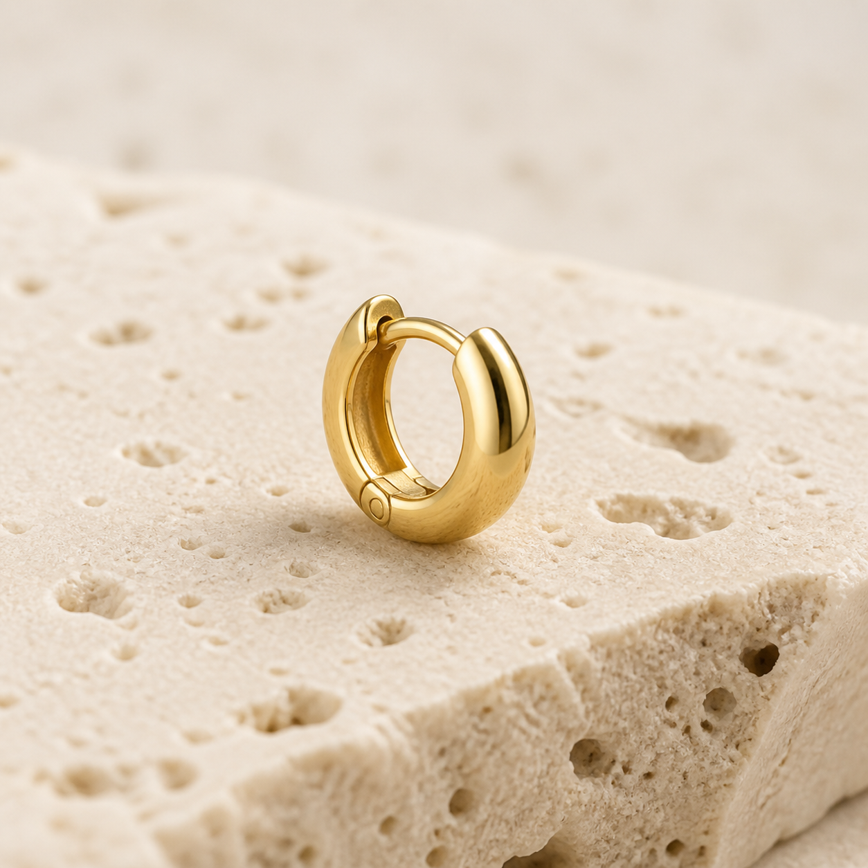 Vela Domed Huggie Earrings stone detail 01 by SURI