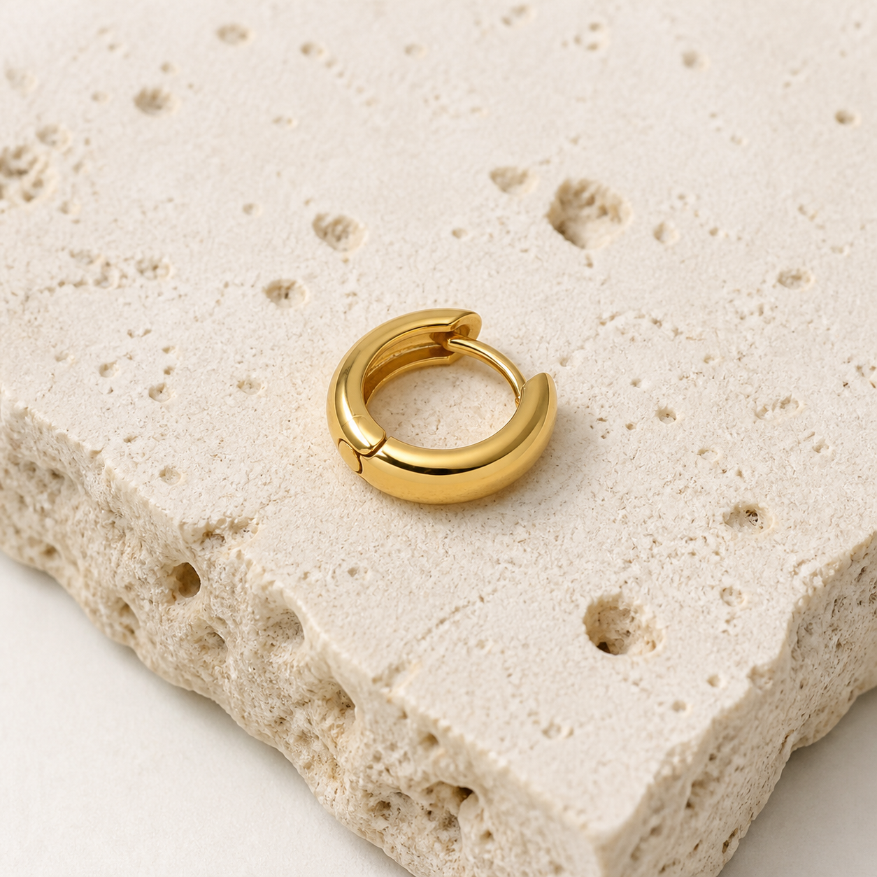 Vela Domed Huggie Earrings stone detail 02 by SURI