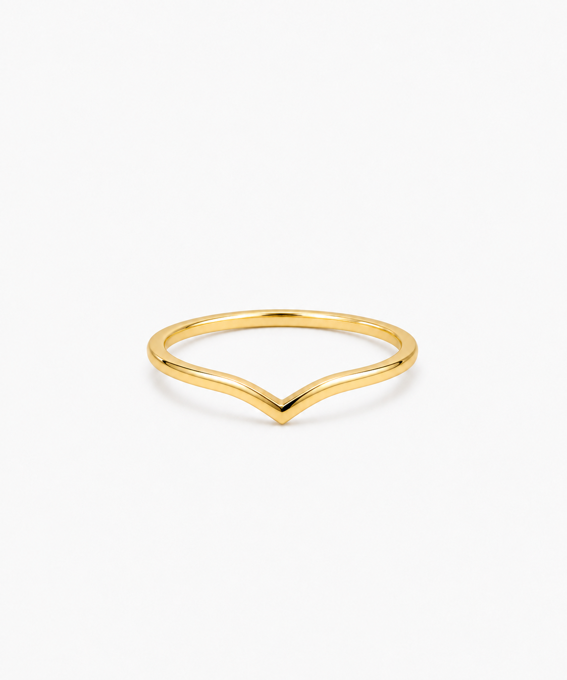 Nora V Ring — Yellow Gold on white background