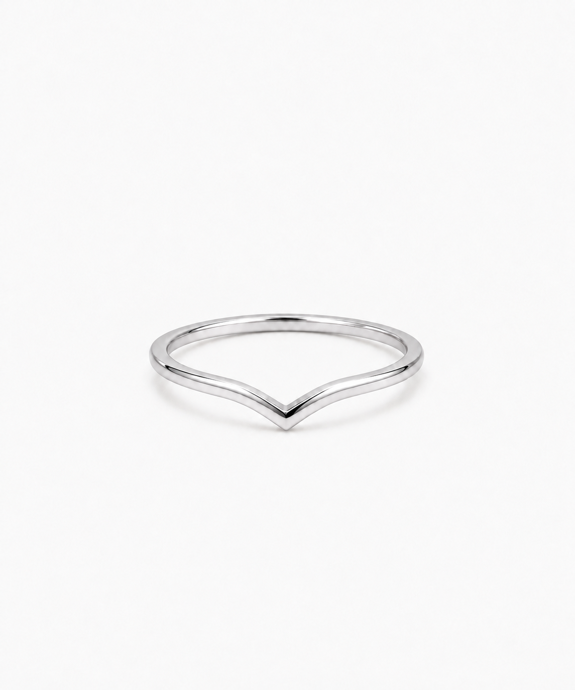 Nora V Ring — Silver on white background