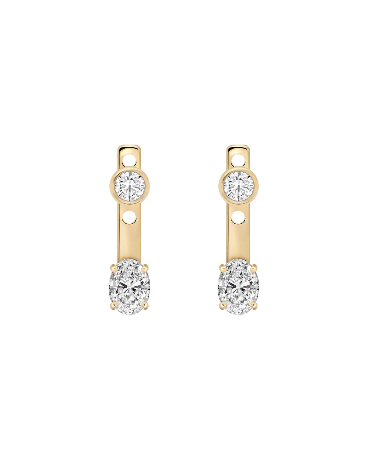 Vivienne Oval-Cut Jacket Earrings in gold, white-background product view