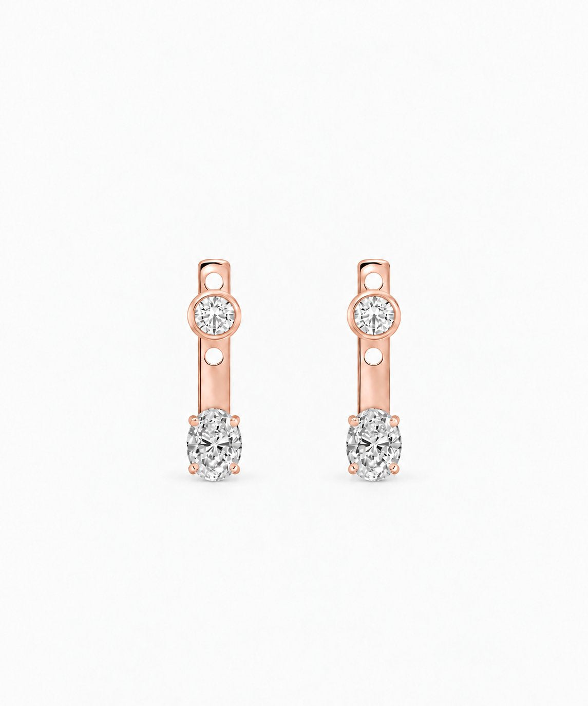 Vivienne Oval-Cut Jacket Earrings — Rose Gold on white background