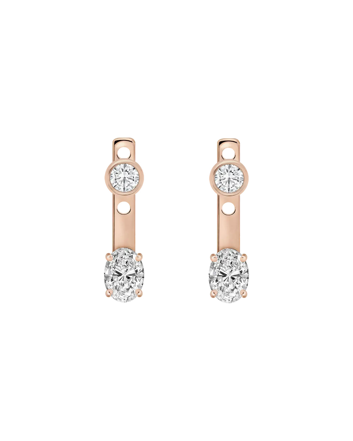 Vivienne Oval-Cut Jacket Earrings in rose gold, white-background product view
