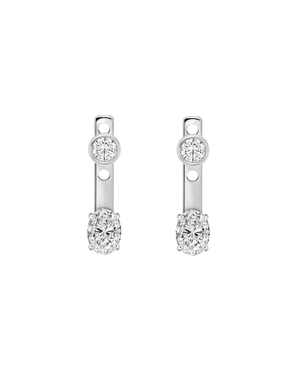 Vivienne Oval-Cut Jacket Earrings in silver, white-background product view