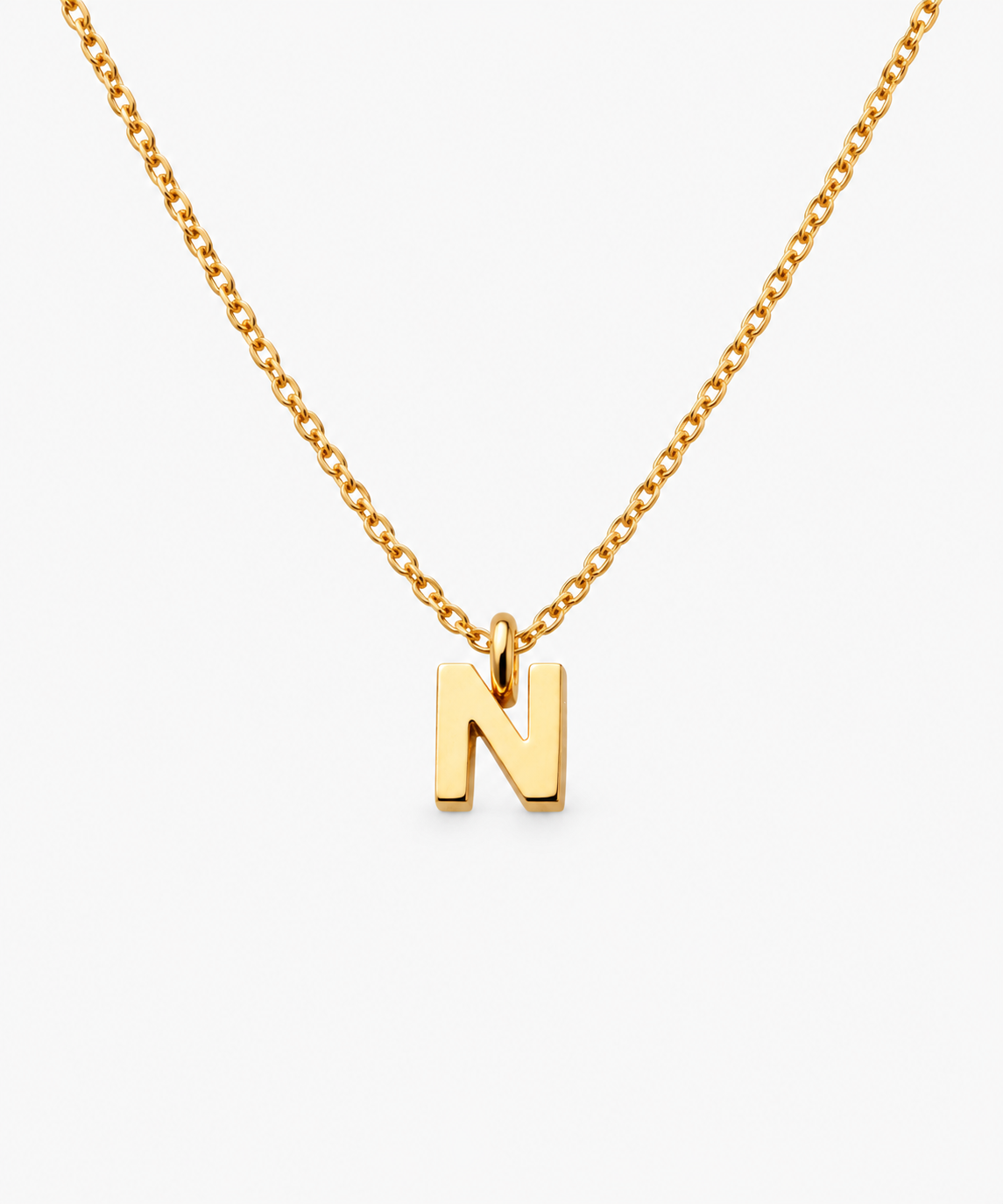 Miso Initial Necklace — gold finish on white background