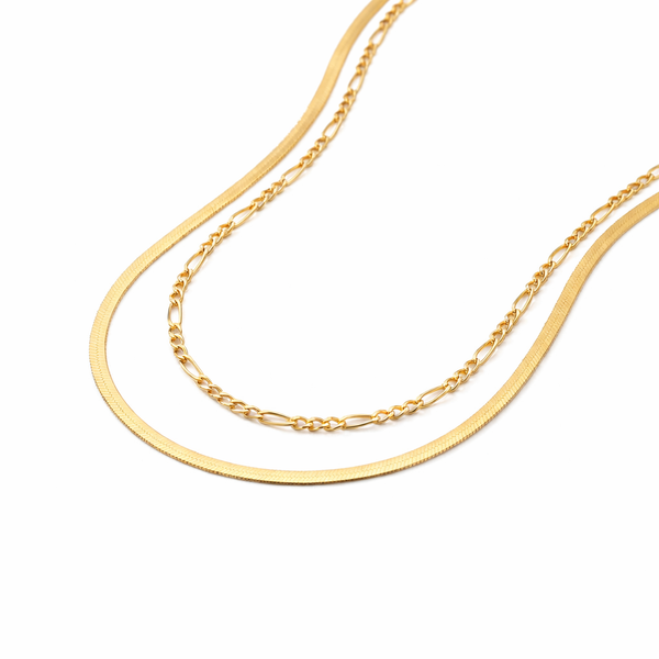 Layering Herringbone Necklace Duo Set