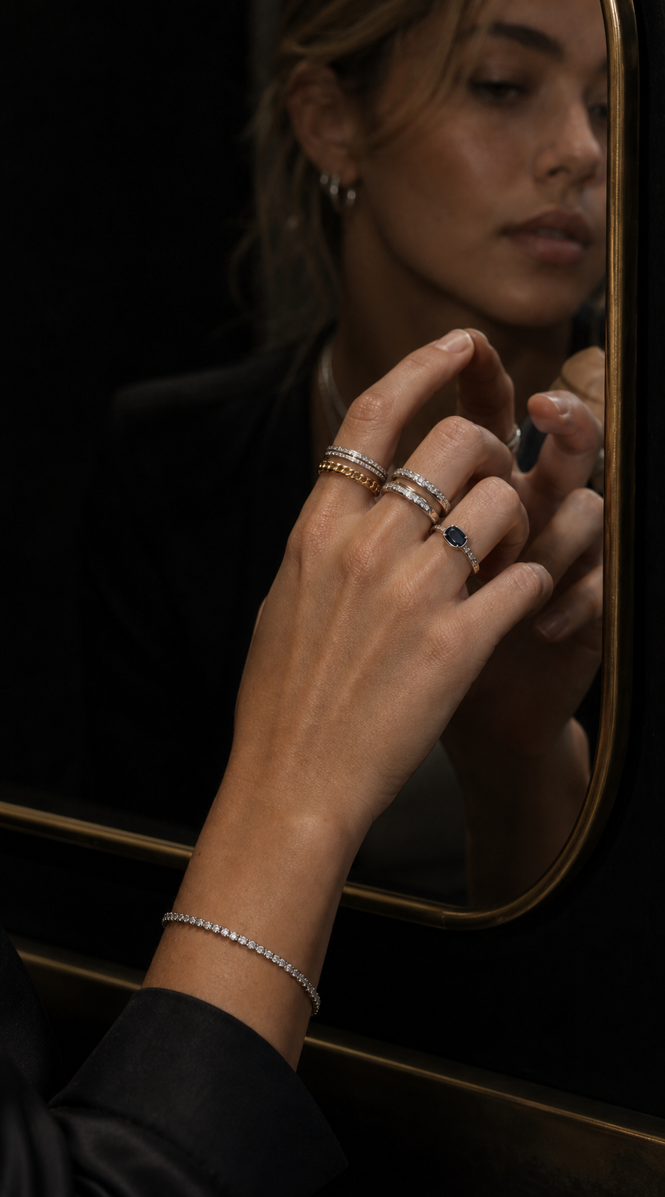 Mixed texture Suri ring stack